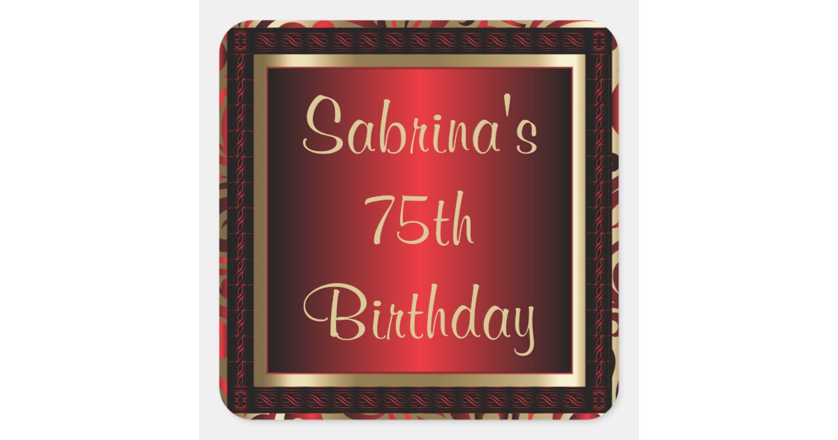 75th Birthday Party | DIY Text Square Sticker | Zazzle