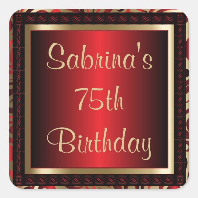 75th Birthday Party | DIY Text Square Sticker (Front)