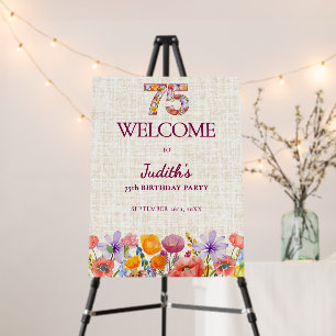 75th Birthday Party Elegant Milestone Welcome Sign