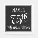 [ Thumbnail: 75th Birthday Party — Fancy Script + Custom Name Napkins ]