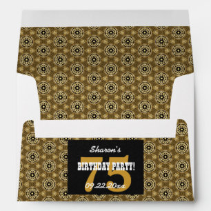 75th BIRTHDAY PARTY For Her Black and Gold Z03 Envelope