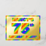 [ Thumbnail: 75th Birthday Party — Fun, Rainbow Spectrum “75” Invitation ]