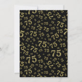 75th Birthday Party Gold and Black Number Pattern Invitation (Back)