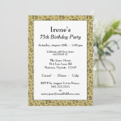 75th Birthday Party Gold and Black Number Pattern Invitation (Standing Front)