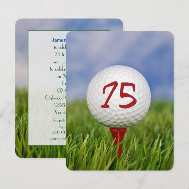 75th Birthday Party Golf theme Invitation (Front/Back)