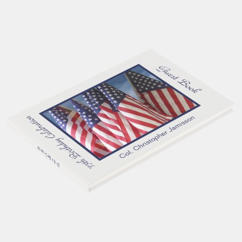 75th Birthday Party Guest Book American Flags Guest Book