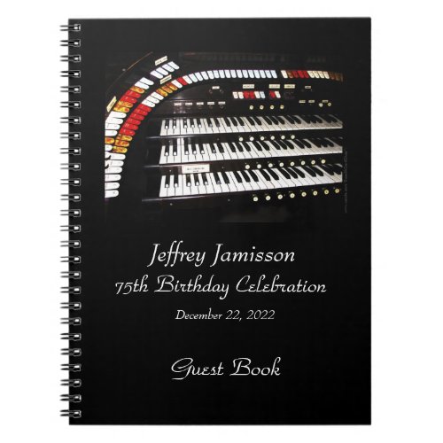 75th Birthday Party Guest Book Ancient Organ Notebook