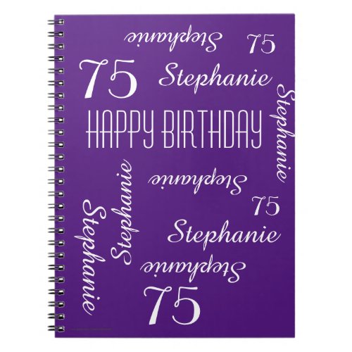 75th Birthday Party Guest Book Repeating Names Notebook