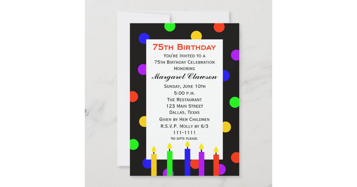 75th Birthday Invitation - Black And Gold Birthday Invite - Birthday Invite  Ideas For Adult Woman and Man - 20 Fill-in Invitation Cards With 20