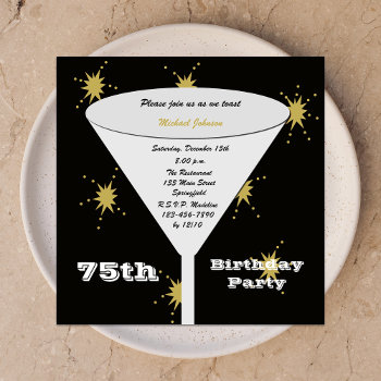 75th Birthday Party Invitation Gold 75th Toast by henishouseofpaper at Zazzle