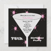 75th Birthday Party Invitation Pink 75th Toast (Front)