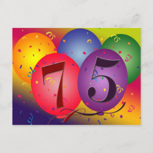 75th birthday party invitation postcard