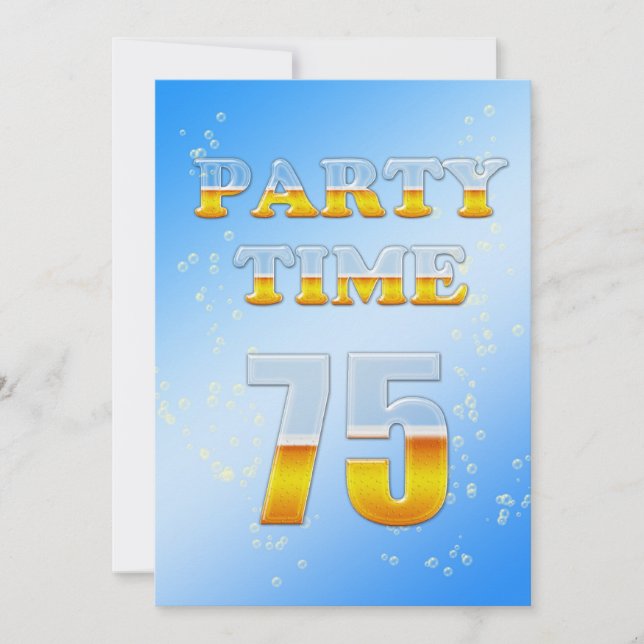 75th birthday party invitation with beer (Front)