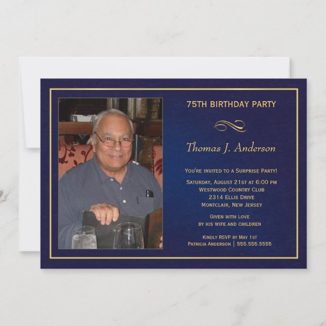 75th Birthday Party Invitations - Add your photo (Front)