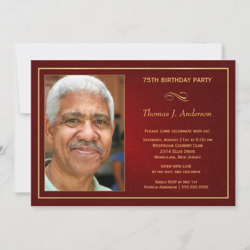 75th Birthday Party Invitations - Add your photo