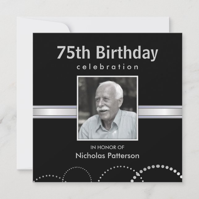 75th Birthday Party Invitations - Custom Photo (Front)