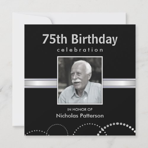 75th Birthday Party Invitations - Custom Photo