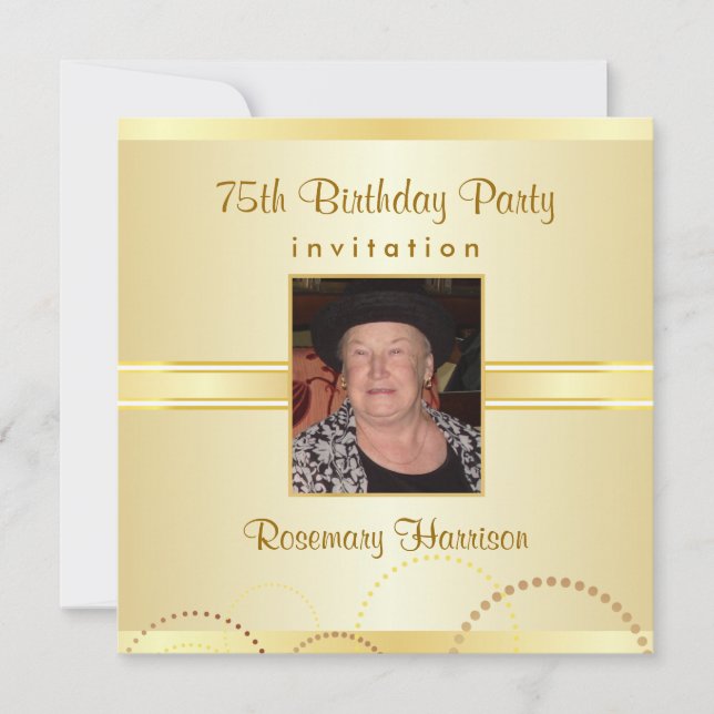 75th Birthday Party Invitations - Photo Optional (Front)