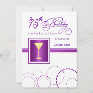 75th Birthday Party Invitations - with Monogram