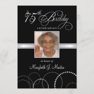 75th Birthday Party Invitations with Photo