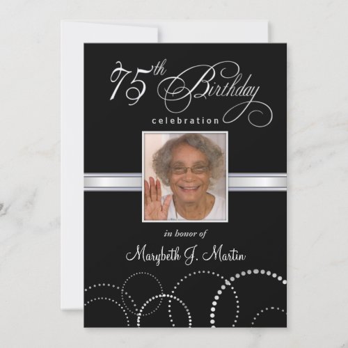75th Birthday Party Invitations with Photo