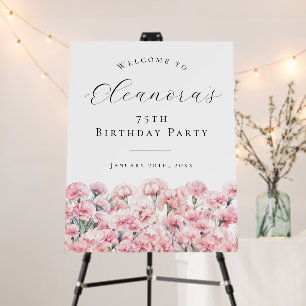 75th Birthday Party January Birth Flower Welcome Foam Board