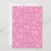 75th Birthday Party Pink and White Number Pattern Invitation (Back)