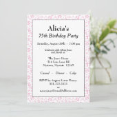 75th Birthday Party Pink and White Number Pattern Invitation (Standing Front)