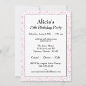 75th Birthday Party Pink and White Number Pattern Invitation (Front)