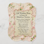75th Birthday Party Scroll Frame w Vintage Roses Invitation (Front/Back)