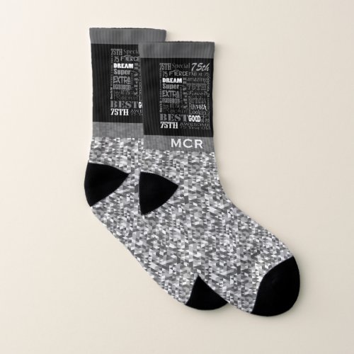 75th Birthday Party Special Personalized Monogram Socks