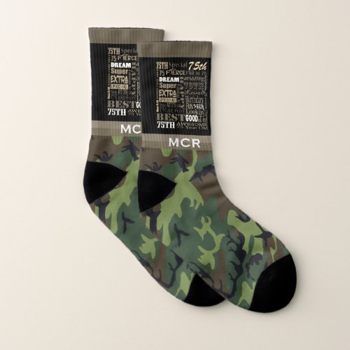 75th Birthday Party Special Personalized Monogram Socks