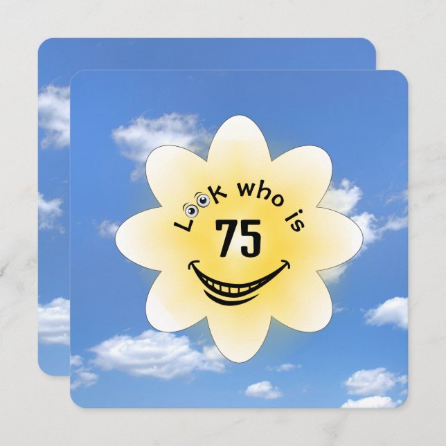 75th Birthday Party Summer Sunshine Invitation (Front/Back)