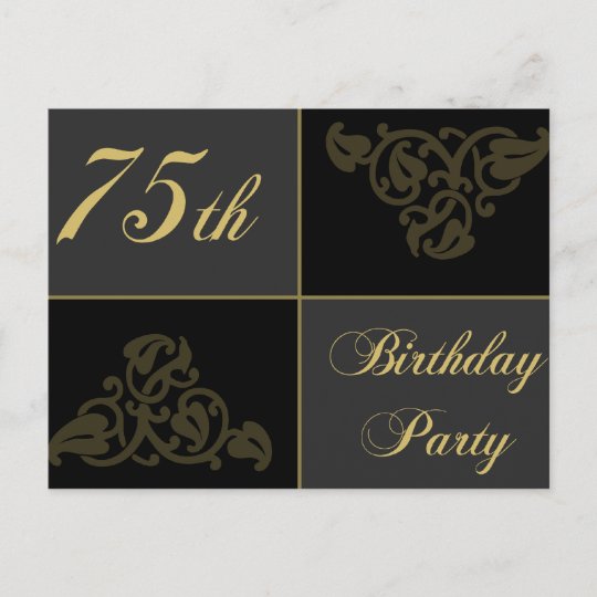 75th Birthday Party Supplies Invitation Postcard Zazzle Com