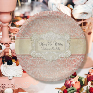75th Birthday Party Vintage French Regency Lace Paper Plates