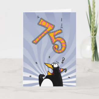 75th Birthday - Penguin Surprise Card