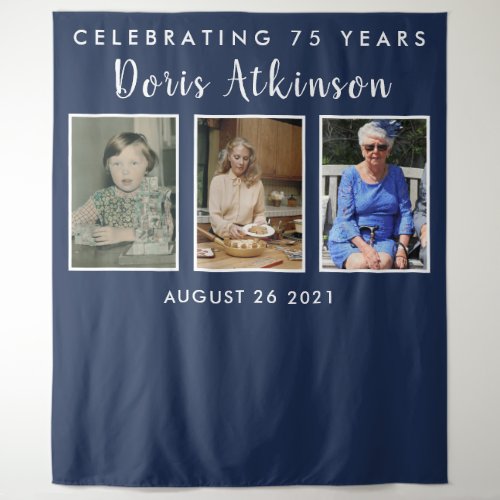 75th birthday photo collage backdrop banner