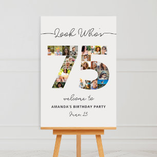 75th Birthday Photo Collage Party Welcome Foam Board
