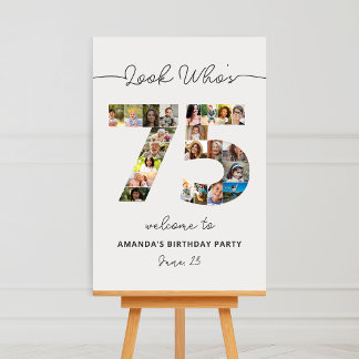 75th Birthday Photo Collage Party Welcome Foam Board