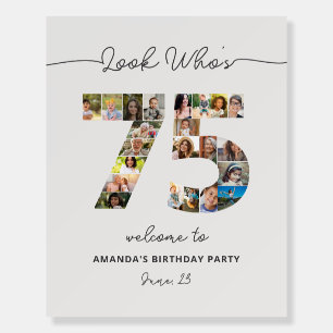 75th Birthday Photo Collage Party Welcome Foam Board