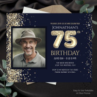 75th Birthday Photo Gold Balloon Paper Sheet
