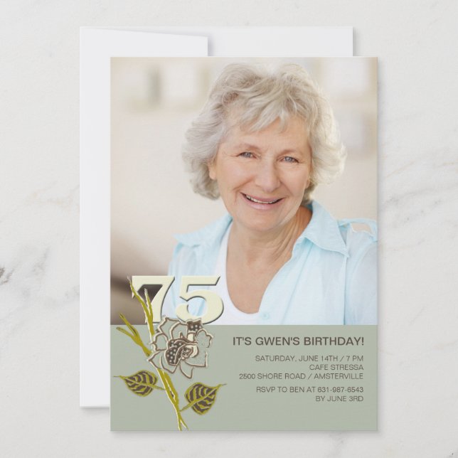 75th Birthday Photo Invitation (Front)