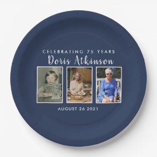 75th birthday photo plate