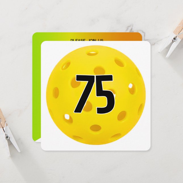 75th Birthday Pickleball Party Invitation (Front/Back In Situ)