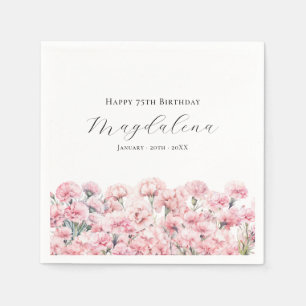 75th Birthday Pink Carnation January Birth Flower Napkins