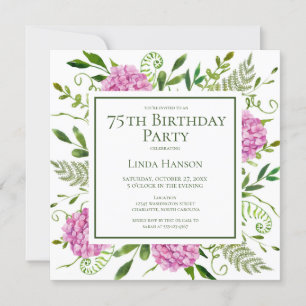 75th Birthday Pink Hydrangeas Card Request
