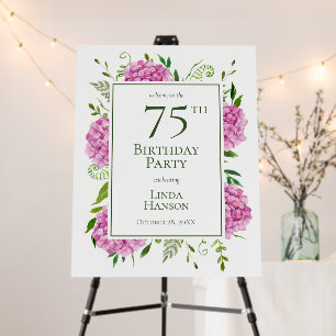 75th Birthday Pink Hydrangeas Foam Board