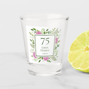 75th Birthday Pink Hydrangeas Shot Glass