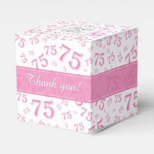 75th Birthday Pink/White Number pattern Favor Boxes