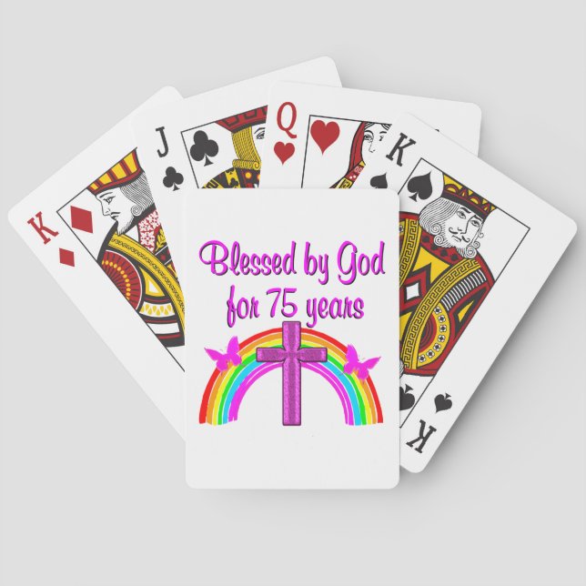 75TH BIRTHDAY PRAYER PERSONALIZED DESIGN POKER CARDS (Back)